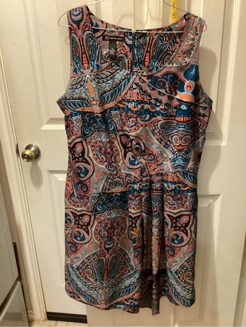 INC International Concepts Sleeveless Paisley Midi Dress in Blue & Coral